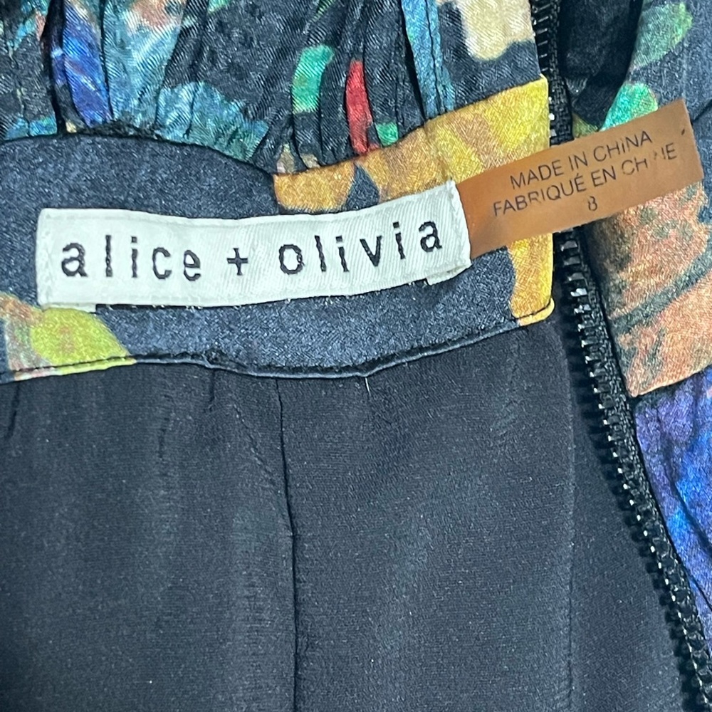 Alice + Olivia Black Floral Elis Dress - Size 8 - Picture 6 of 9